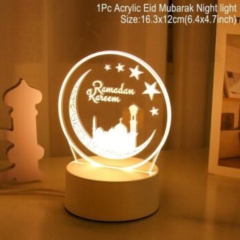 Veilleuse Lampe 3D, Lampe Batterie. Decoration 2 Ramadan Kareem, 3 Températures de Couleur