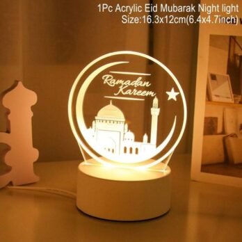 Veilleuse Lampe 3D, Lampe Batterie. Décoration 4 Ramadan Kareem, 3 Températures de Couleur