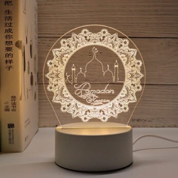 Veilleuse Lampe 3D, Lampe Batterie. Décoration 7 Ramadan Kareem, 3 Températures de Couleur