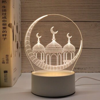 Veilleuse Lampe 3D, Lampe Batterie. Décoration 9 Minarets, 3 Températures de Couleur