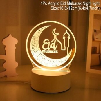 Veilleuse Lampe 3D, Lampe Batterie. Decoration 1 Aid Mubarek, 3 Températures de Couleur